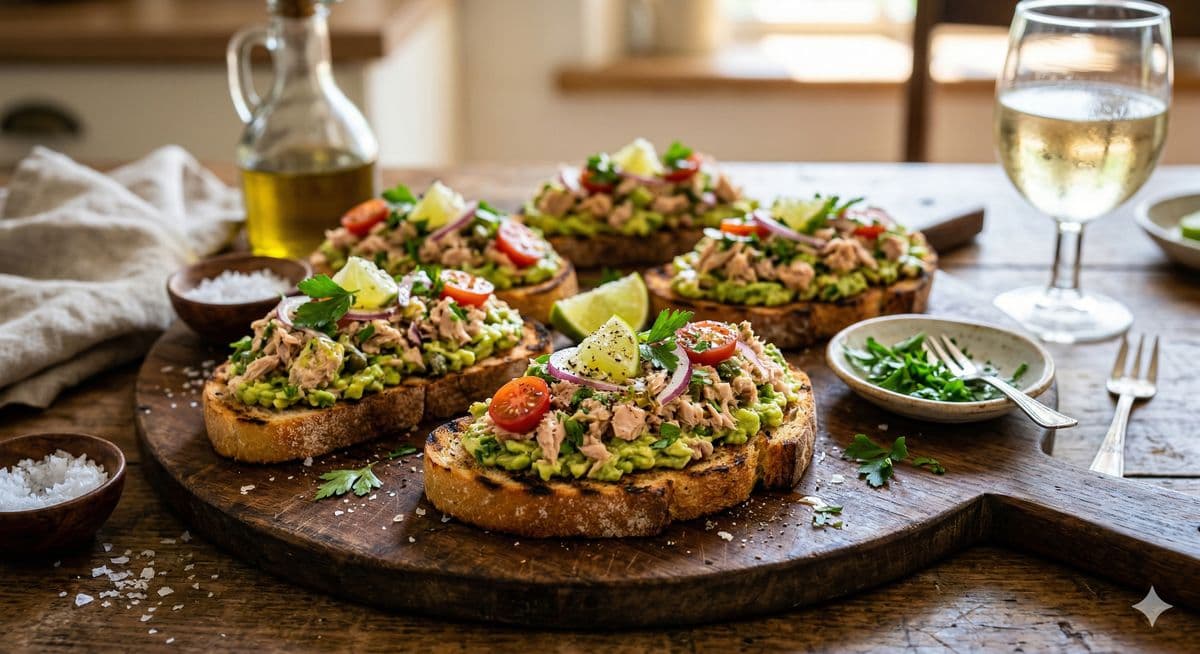 Bruschetta with tuna and avocado