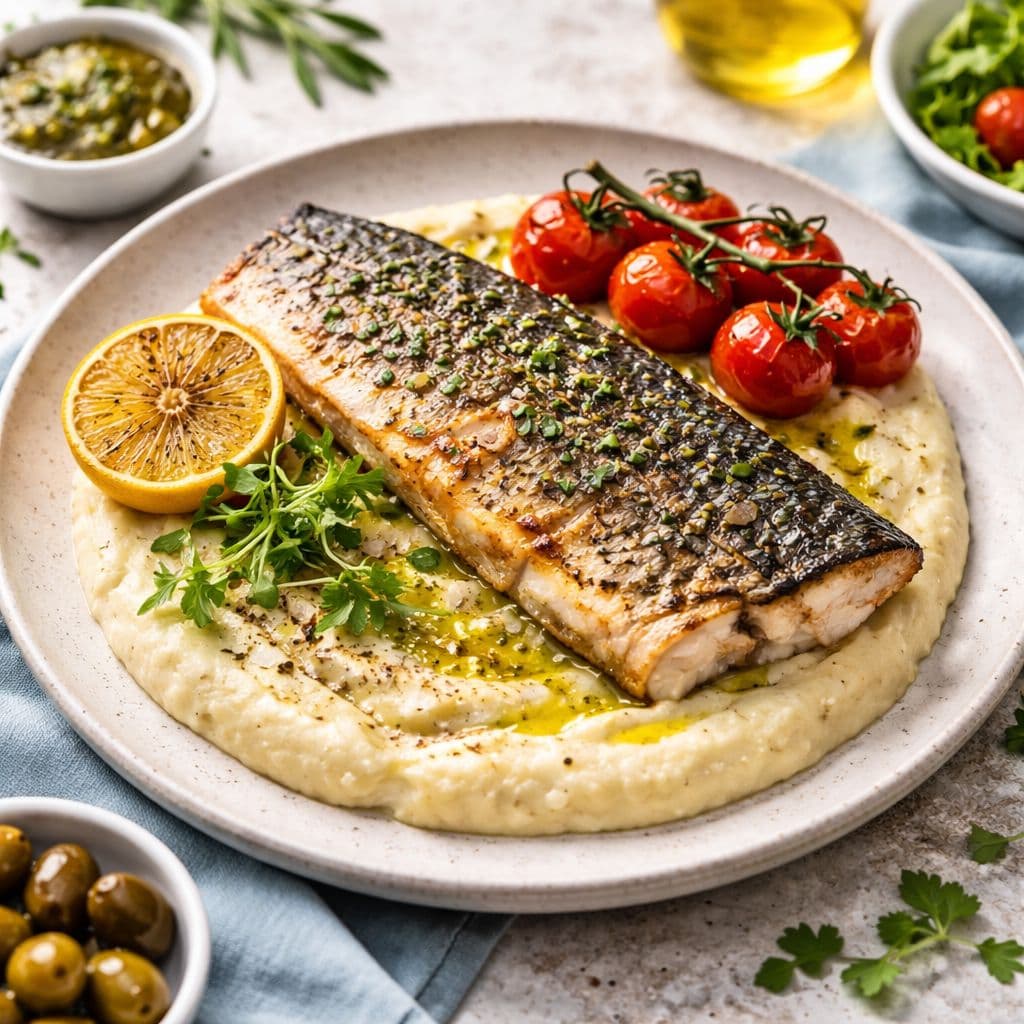 Sea bass fillet with celeriac puree